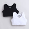 BUMZEE Black & White Girls Cotton Non Padded Beginners Sport Bra Pack of 2
