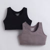 BUMZEE Black & Grey Girls Cotton Non Padded Beginners Sport Bra Pack of 2