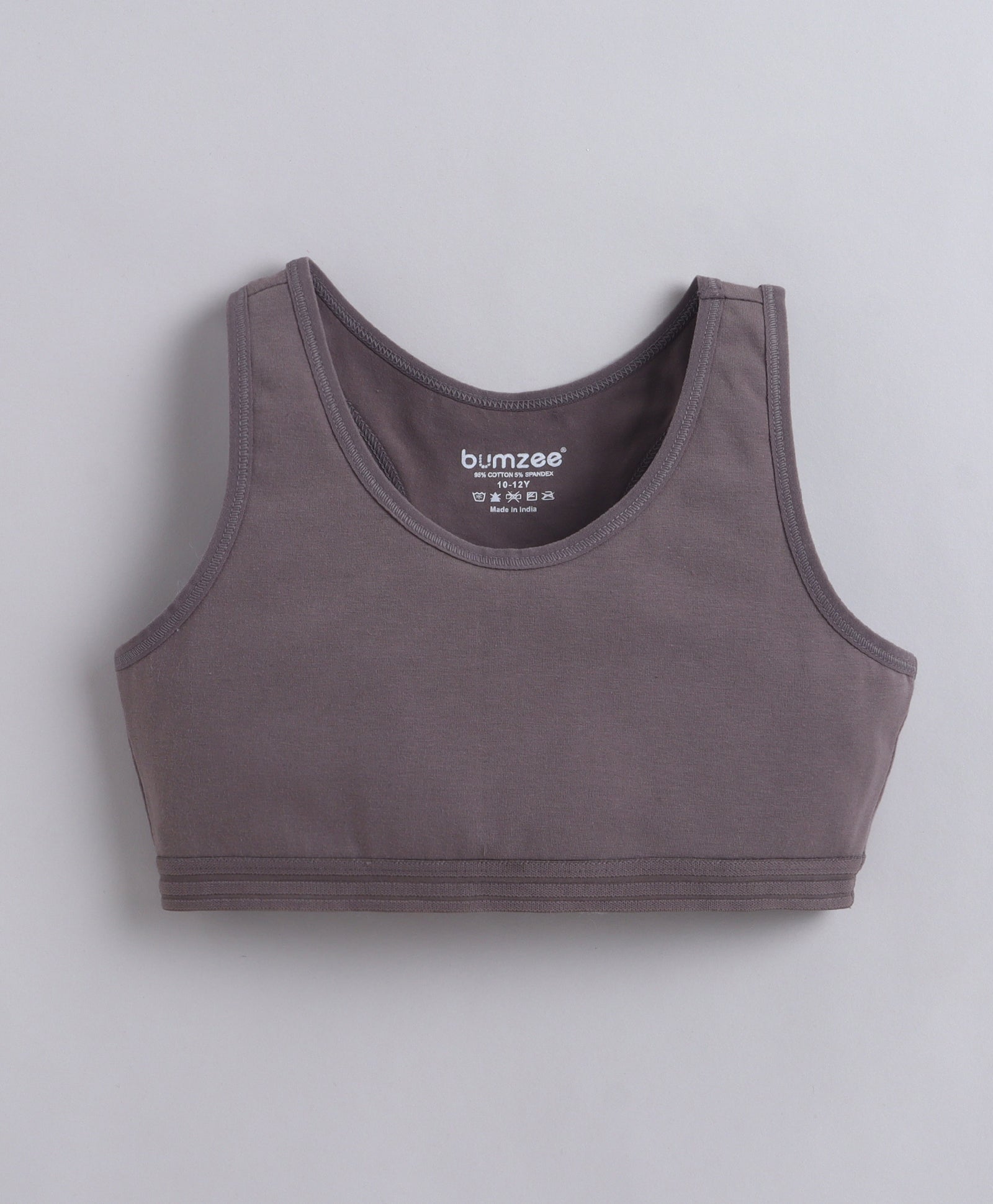 BUMZEE White & Grey Girls Cotton Non Padded Beginners Sport Bra Pack of 2