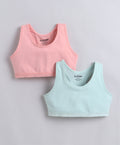 Bumzee Pink & Mint Green Beginners Bra, Pack of 2, Sleeveless, Stretch Cotton, Padded (Style Peb11463)