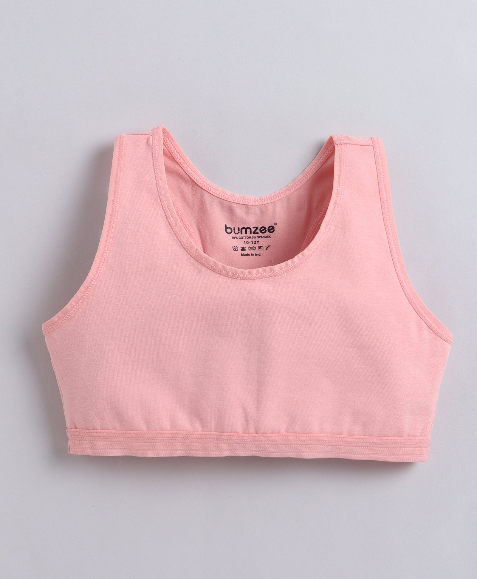 BUMZEE Pink & Mint Green Girls Cotton Non Padded Beginners Sport Bra Pack of 2