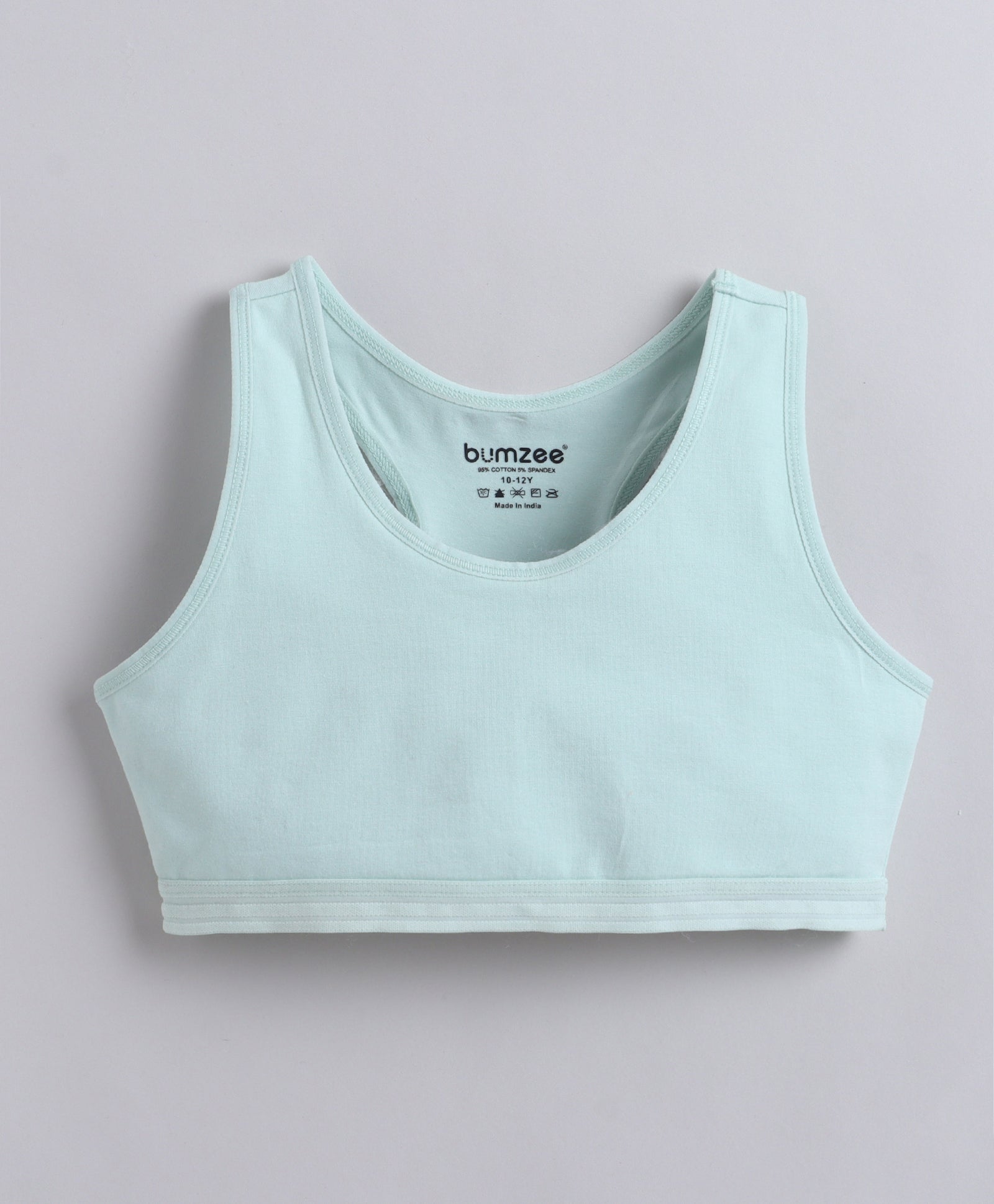 BUMZEE Pink & Mint Green Girls Cotton Non Padded Beginners Sport Bra Pack of 2