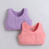 BUMZEE Peach & Lavender Girls Cotton Non Padded Beginners Sport Bra Pack of 2