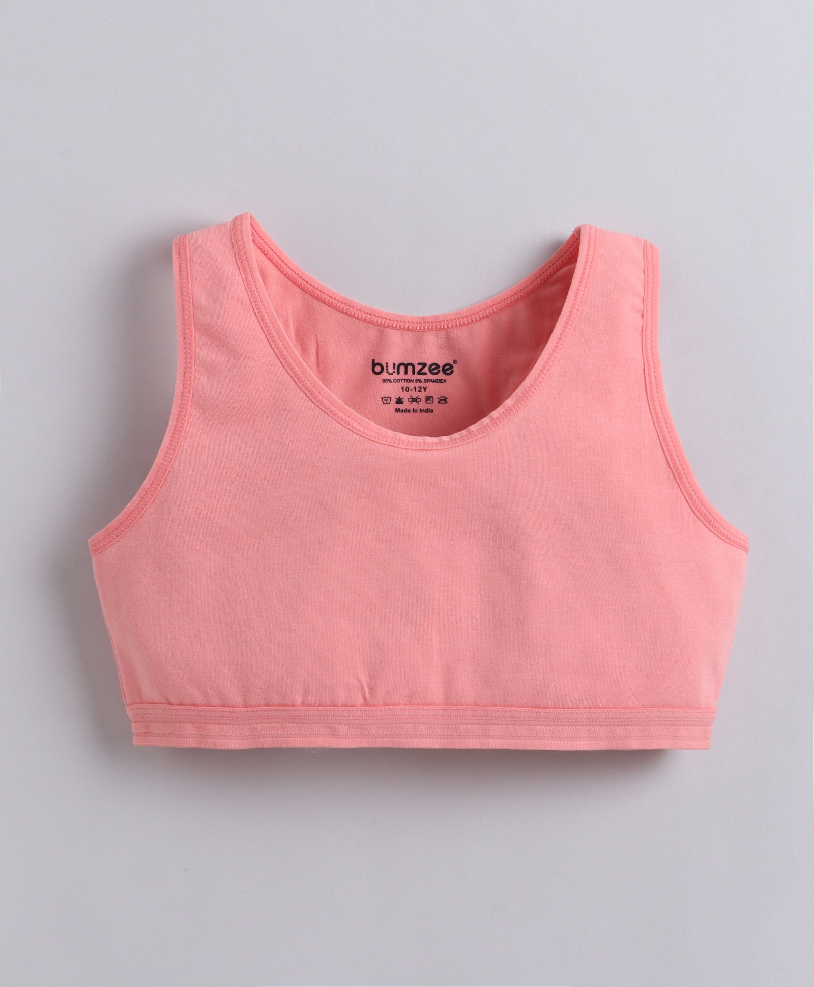 BUMZEE Peach & Lavender Girls Cotton Non Padded Beginners Sport Bra Pack of 2