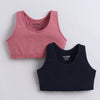 BUMZEE Navy & Mauve Girls Cotton Non Padded Beginners Sport Bra Pack of 2