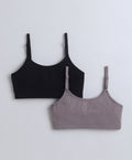 Bumzee Black & Grey Beginners Bra, Pack of 2, Sleeveless, Stretch Cotton, Non Padded (Style Peb11468)