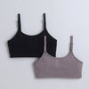 BUMZEE Black & Grey Girls Cotton Non Padded Beginners Bra Pack of 2