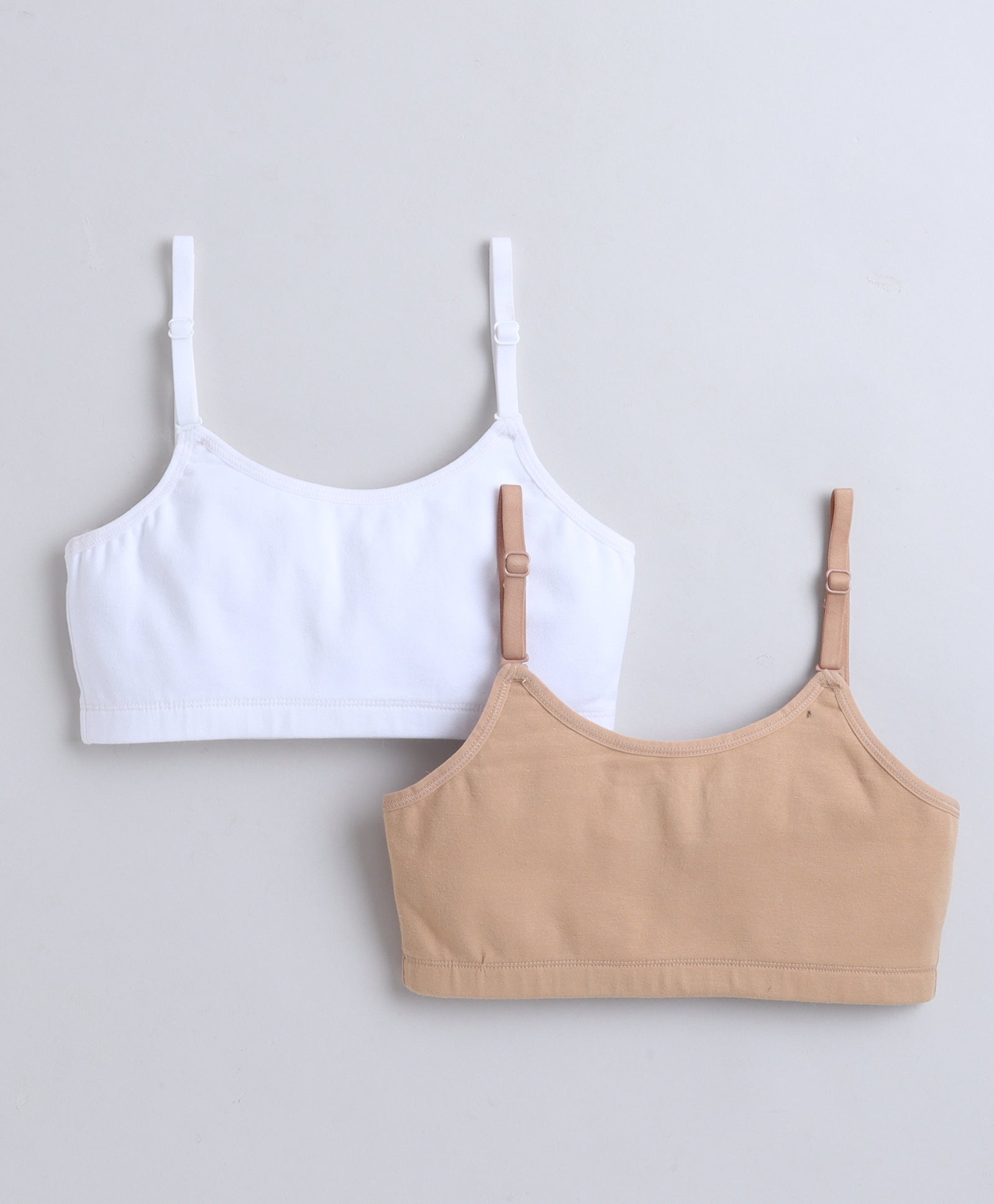 BUMZEE White & Beige Girls Cotton Non Padded Beginners Bra Pack of 2