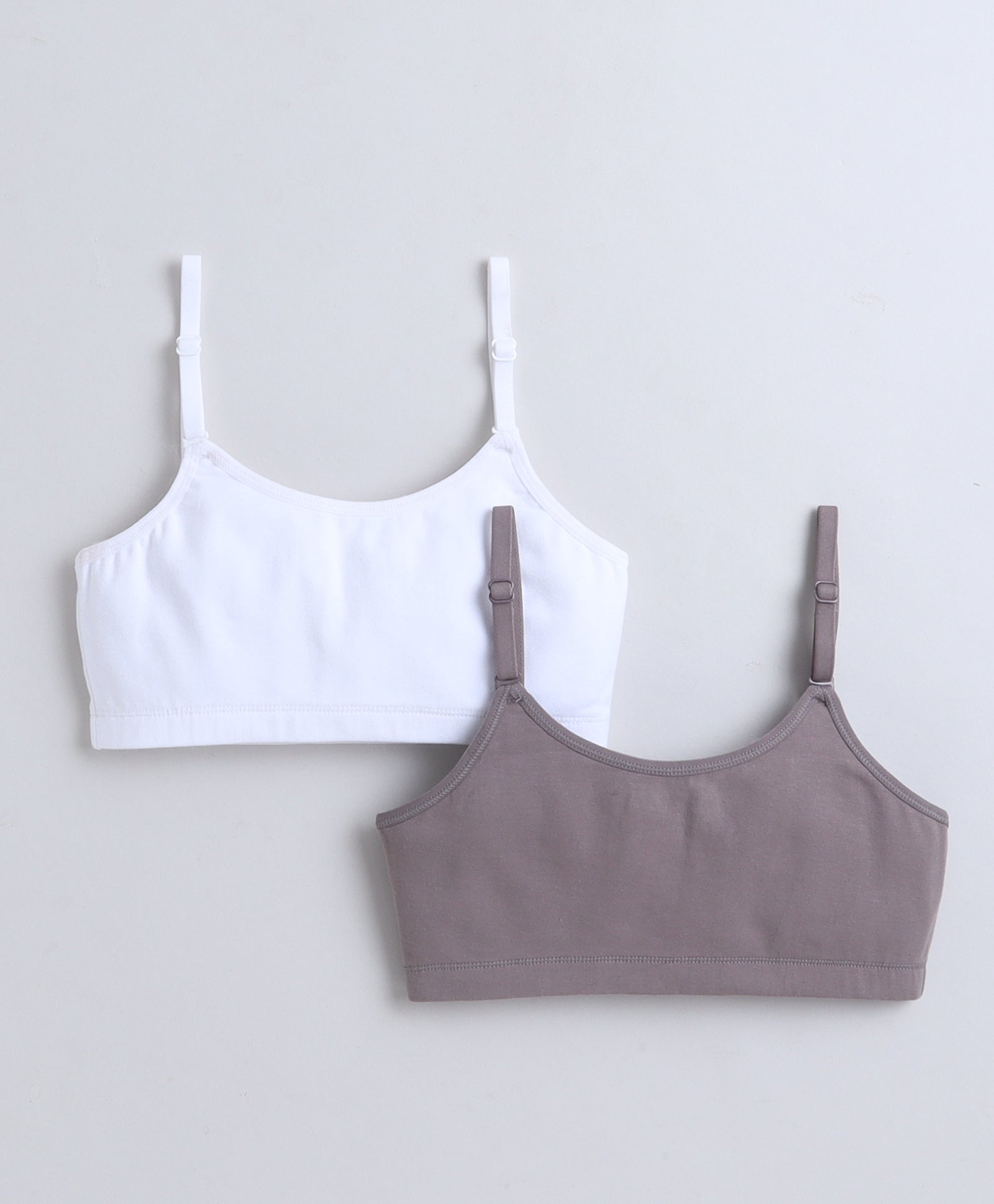 BUMZEE White & Grey Girls Cotton Non Padded Beginners Bra Pack of 2