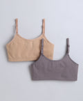 Bumzee Grey & Beige Beginners Bra, Pack of 2, Sleeveless, Stretch Cotton