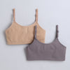 BUMZEE Grey & Beige Girls Cotton Non Padded Beginners Bra Pack of 2