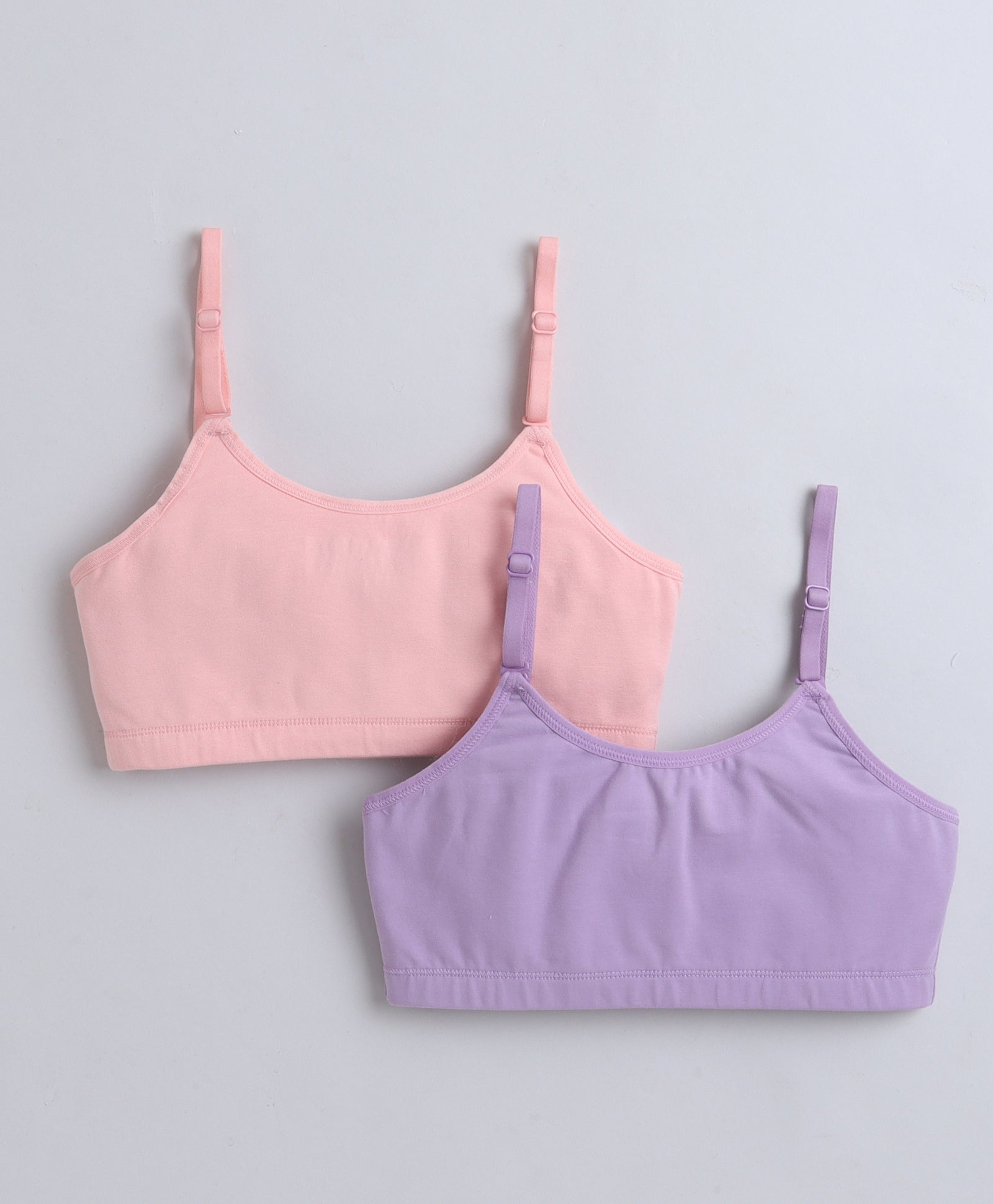 BUMZEE Peach & Lavender Girls Cotton Non Padded Beginners Bra Pack of 2