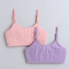 BUMZEE Peach & Lavender Girls Cotton Non Padded Beginners Bra Pack of 2
