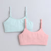 BUMZEE Pink & Mint Green Girls Cotton Non Padded Beginners Bra Pack of 2