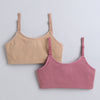 BUMZEE Beige & Mauve Girls Cotton Non Padded Beginners Bra Pack of 2