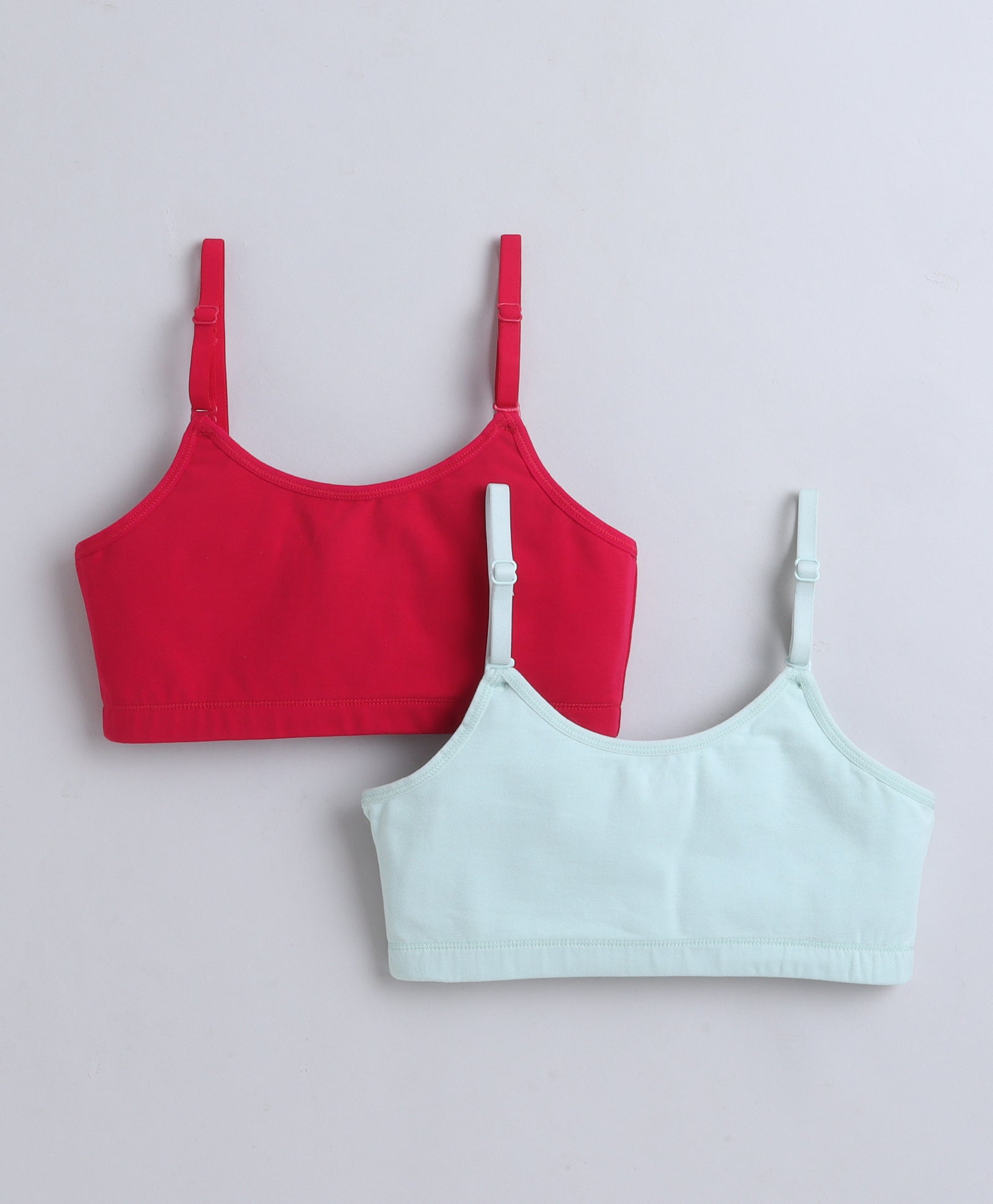 BUMZEE Dark Pink & Mint Girls Cotton Non Padded Beginners Bra Pack of 2