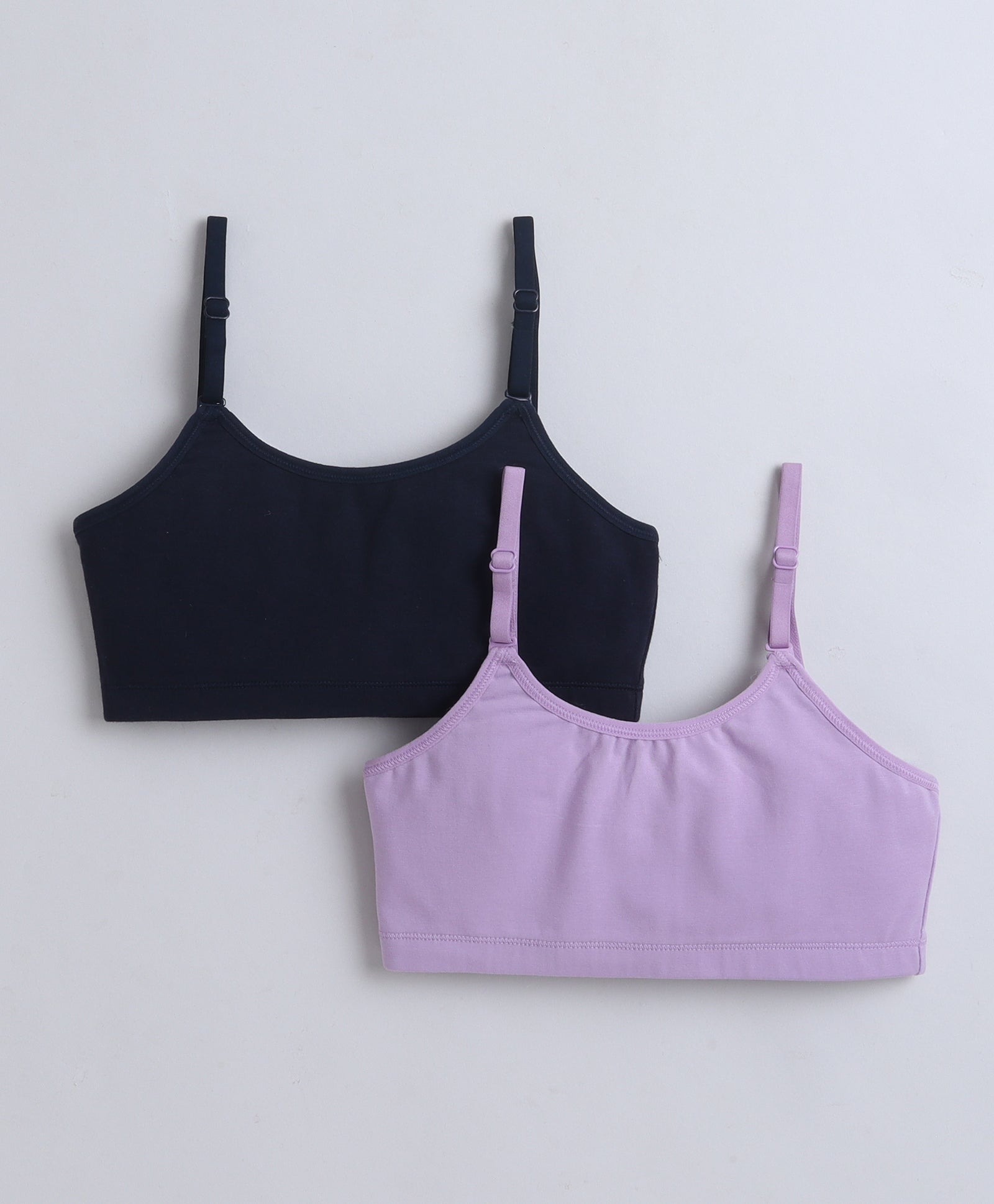 BUMZEE Navy & Lavender Girls Cotton Non Padded Beginners Bra Pack of 2
