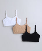 Bumzee Black & White Beginners Bra, Pack of 3, Sleeveless, Stretch Cotton