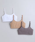 Bumzee White & Grey Beginners Bra, Pack of 3, Sleeveless, Stretch Cotton