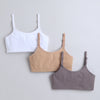 BUMZEE White & Grey Girls Cotton Non Padded Beginners Bra Pack of 3
