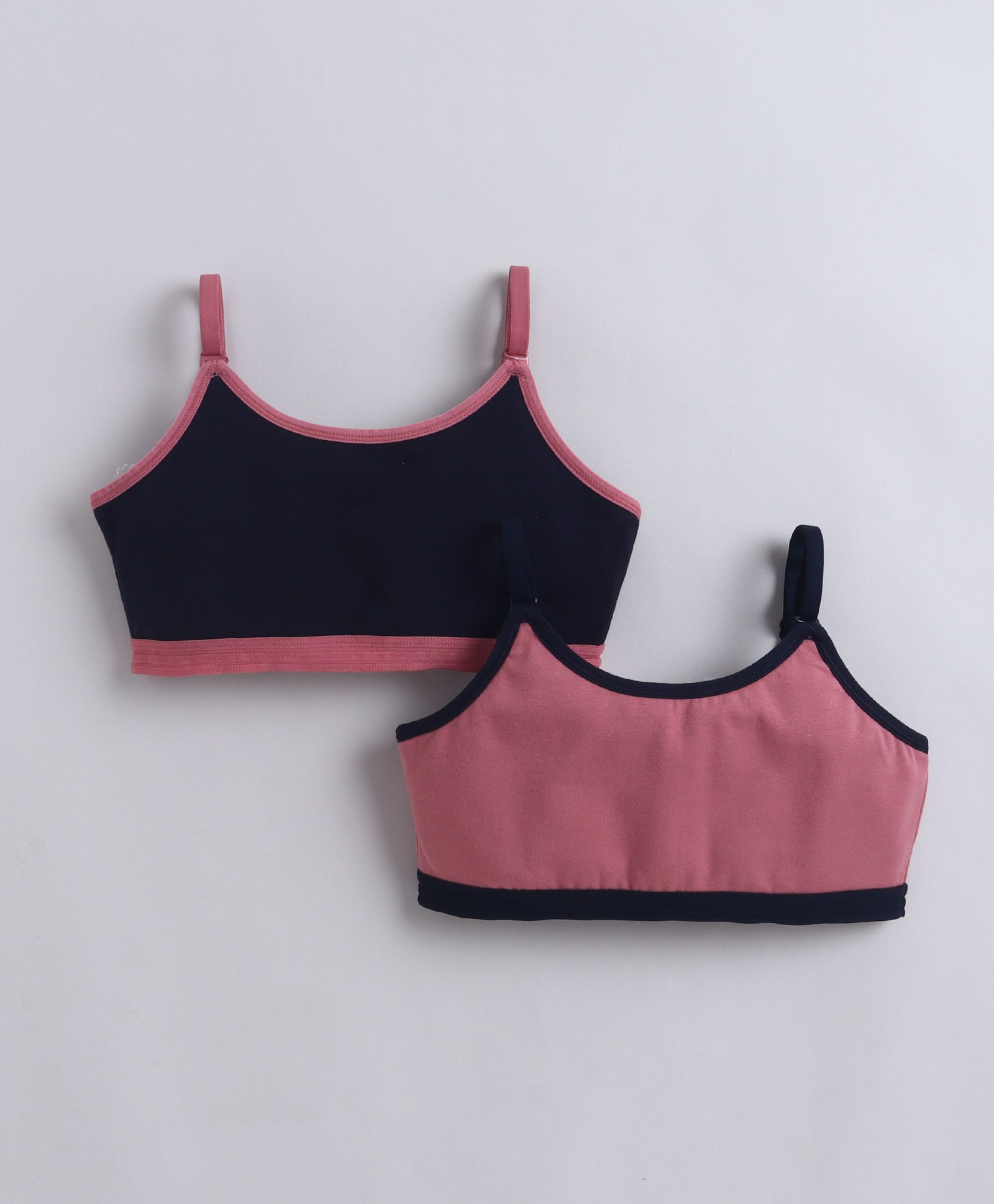 BUMZEE Navy & Mauve Girls Cotton Non Padded Beginners Bra Pack of 2
