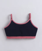 Bumzee Navy & Mauve Beginners Bra, Pack of 2, Sleeveless, Stretch Cotton, Non Padded (Style Peb11482)