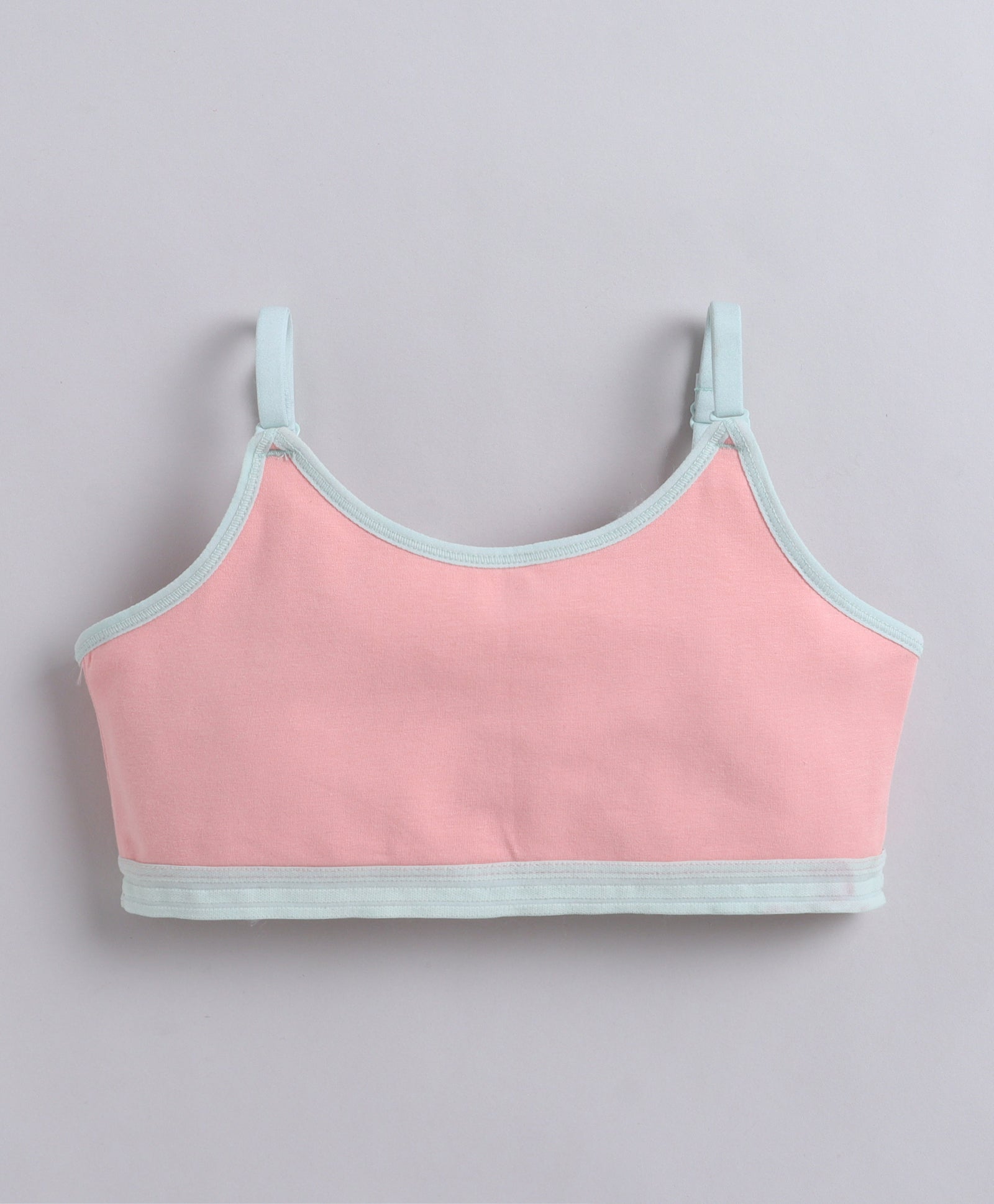 BUMZEE Pink & Mint Green Girls Cotton Non Padded Beginners Bra Pack of 2