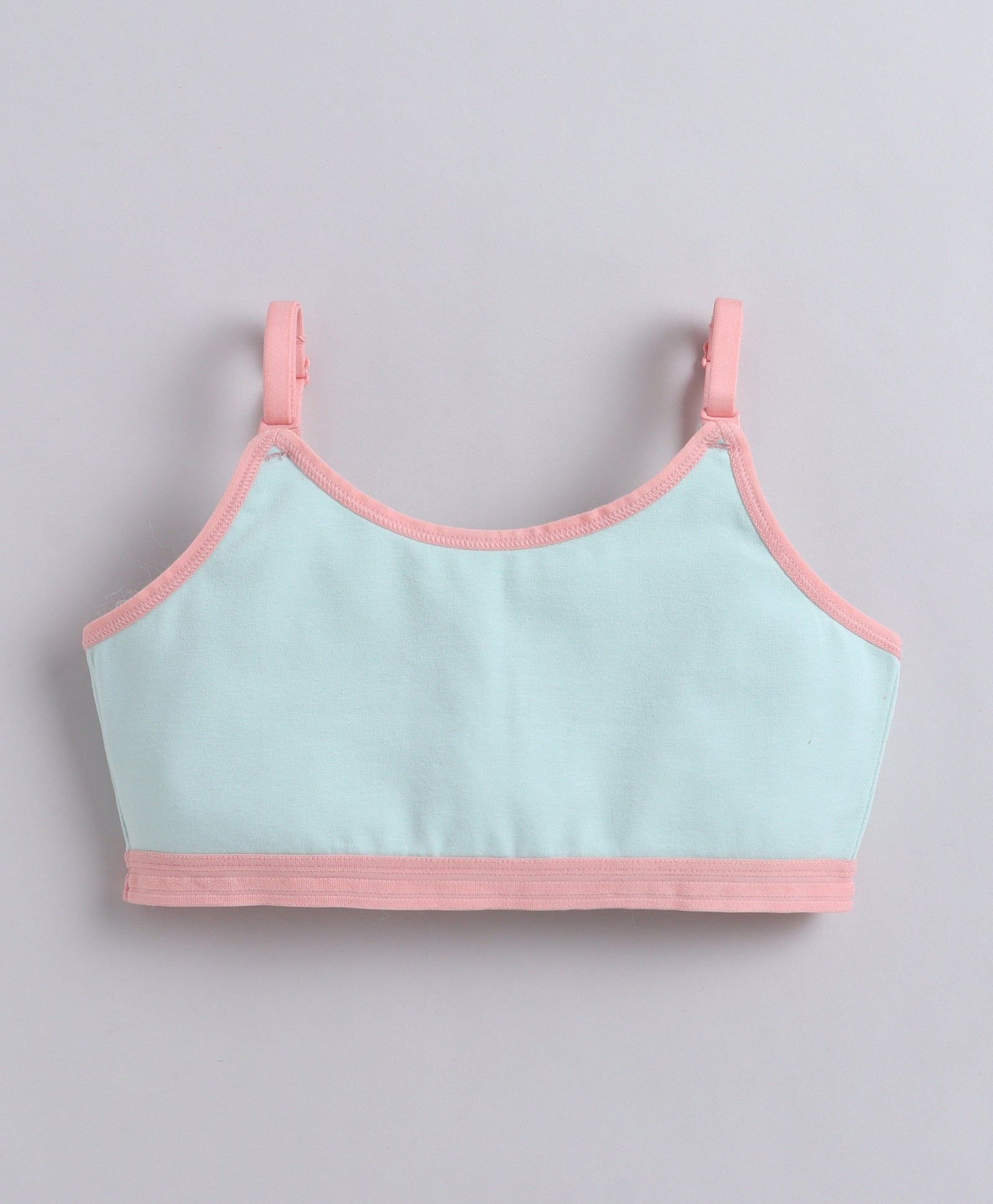 BUMZEE Pink & Mint Green Girls Cotton Non Padded Beginners Bra Pack of 2