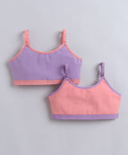 Bumzee Peach & Lavender Beginners Bra, Pack of 2, Sleeveless, Stretch Cotton, Non Padded (Style Peb11484)