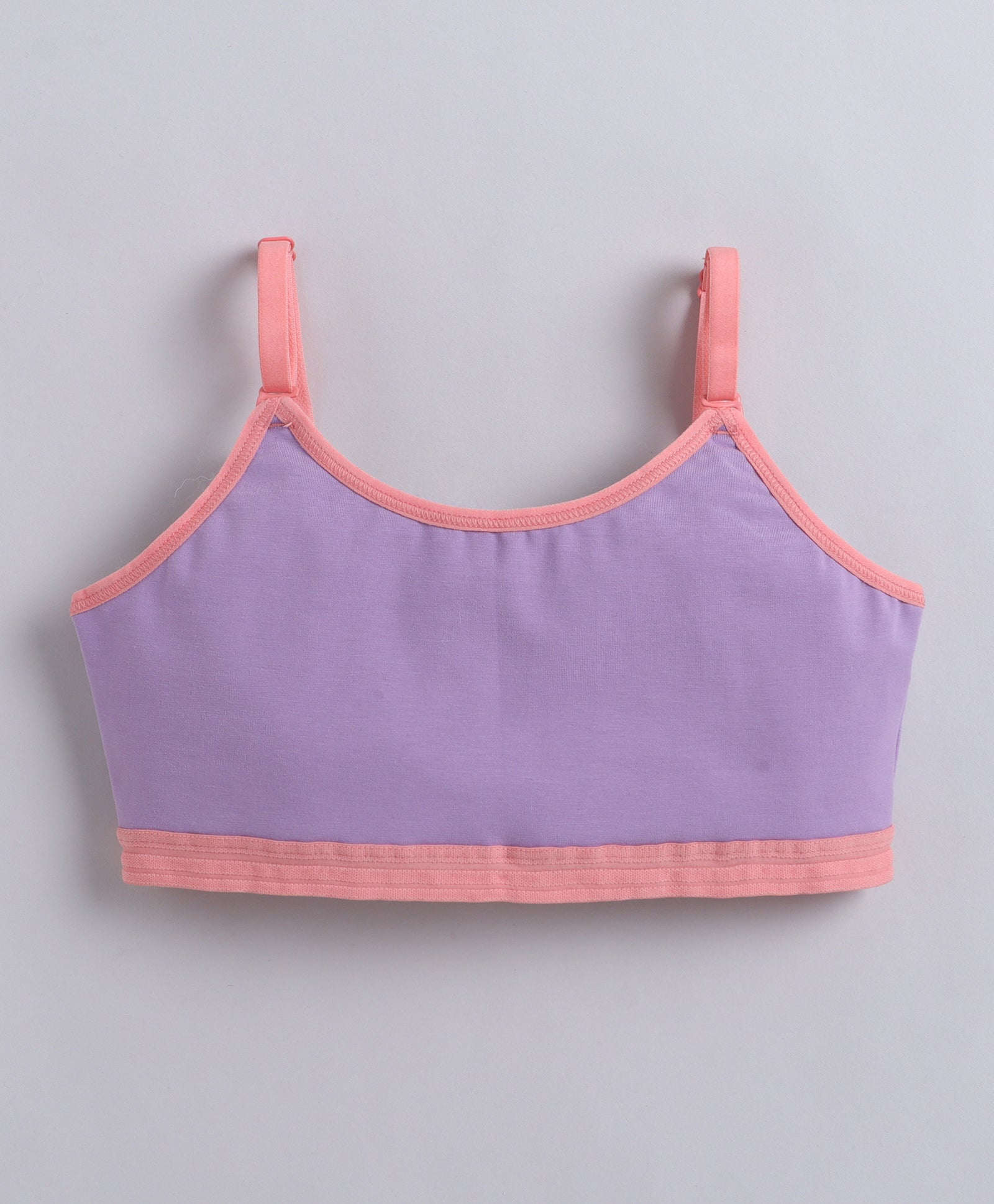 BUMZEE Peach & Lavender Girls Cotton Non Padded Beginners Bra Pack of 2