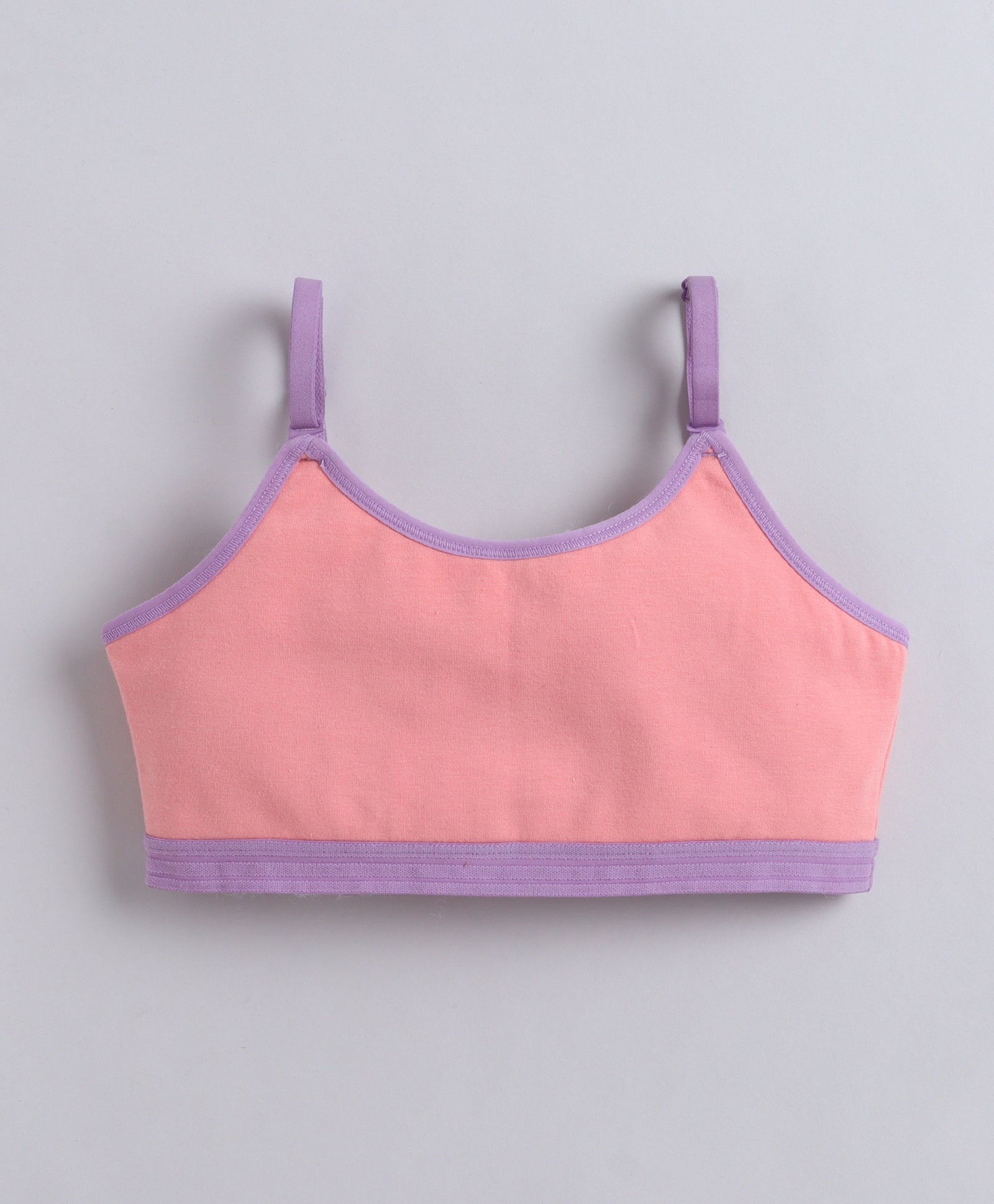 BUMZEE Peach & Lavender Girls Cotton Non Padded Beginners Bra Pack of 2