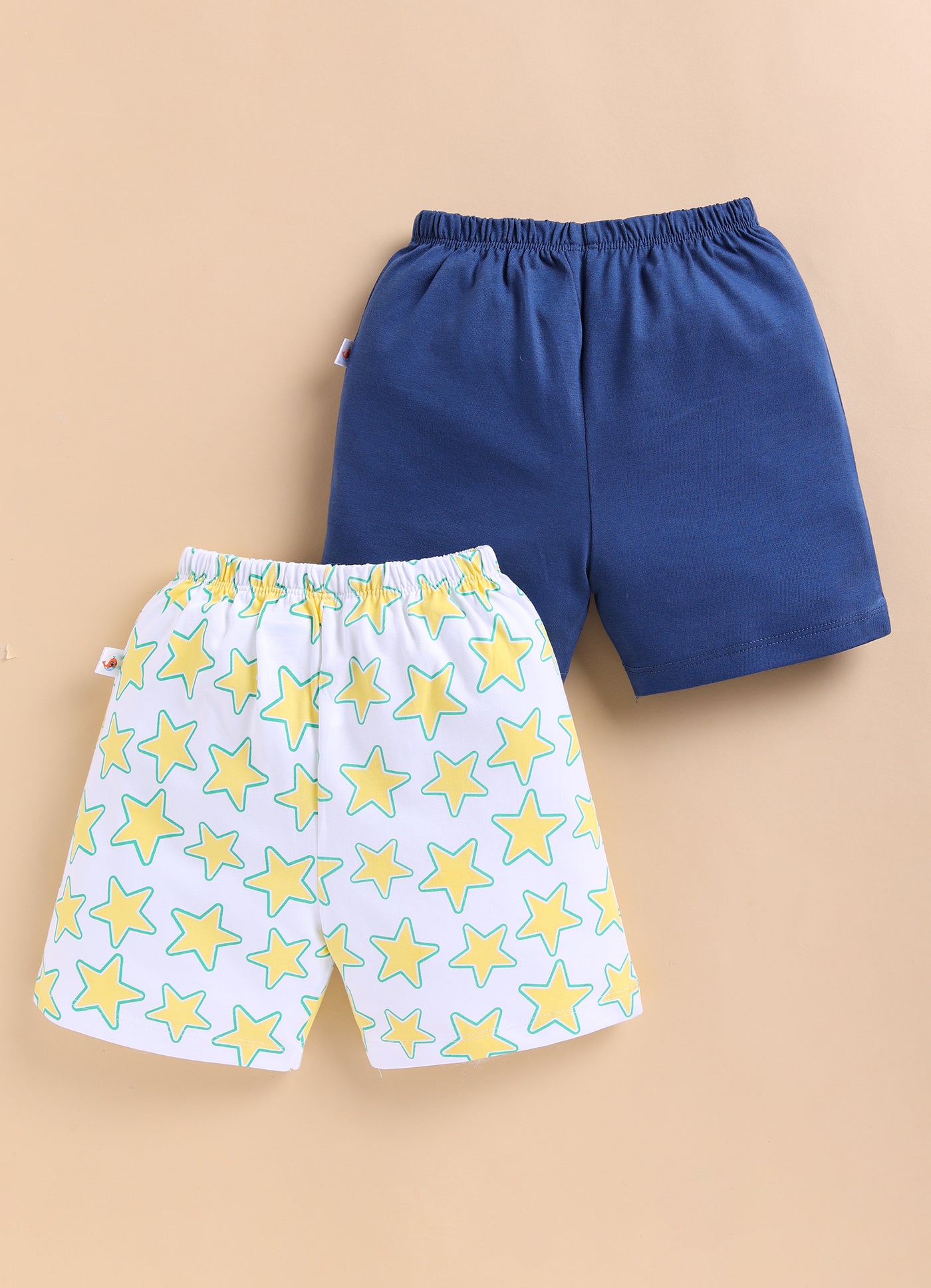 BUMZEE Off White & Blue Boys Shorts Pack Of 2