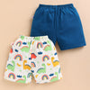 BUMZEE Cream & Teal Blue Boys Shorts Pack Of 2