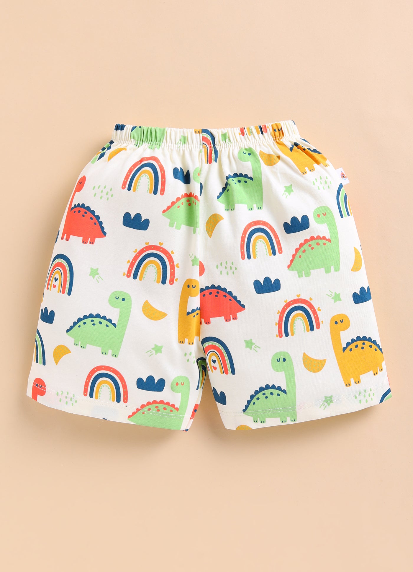 BUMZEE Cream & Teal Blue Boys Shorts Pack Of 2