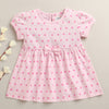 Pink Girls Cap Sleeves Cotton Knee Length Frock