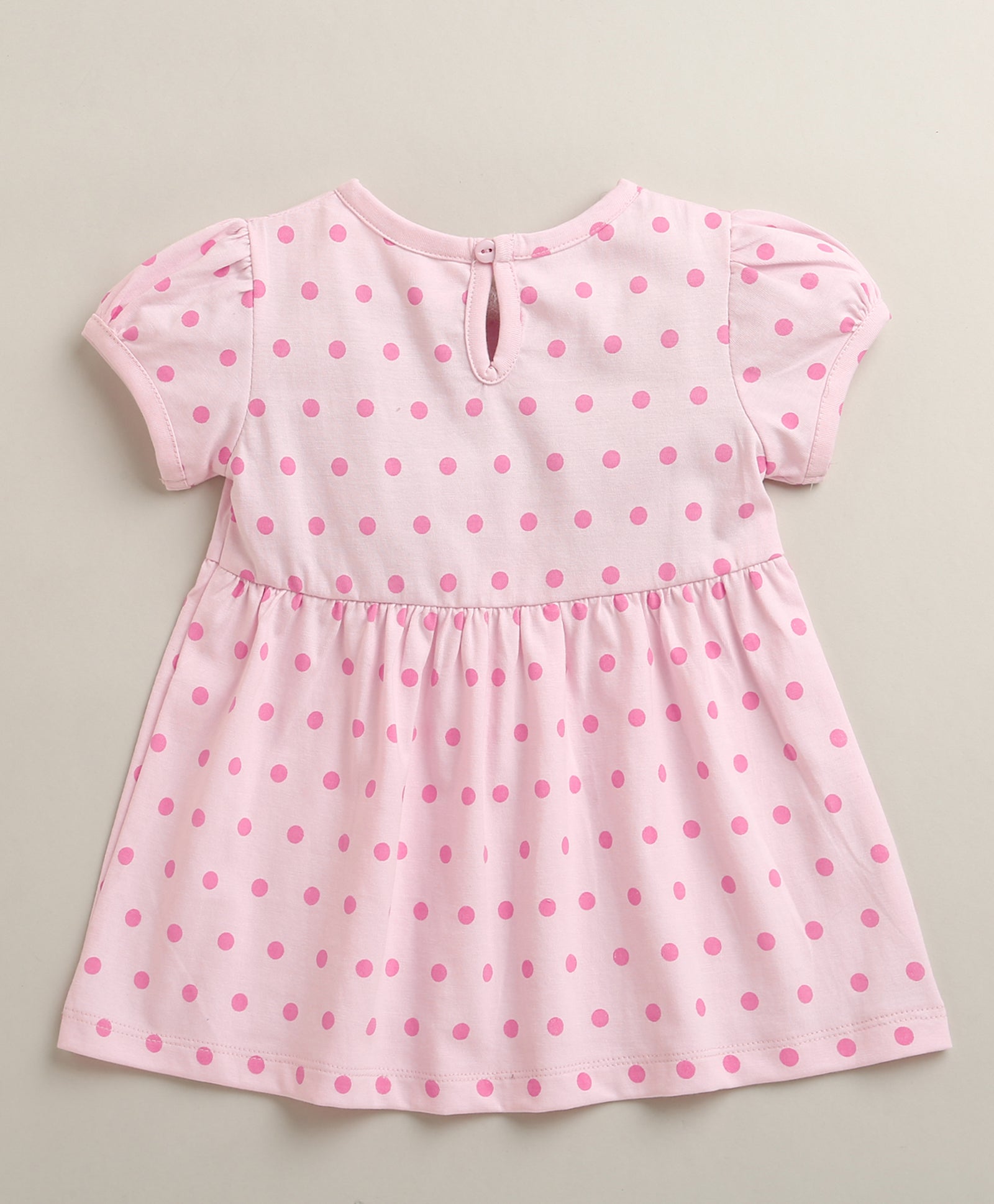 Pink Girls Cap Sleeves Cotton Knee Length Frock