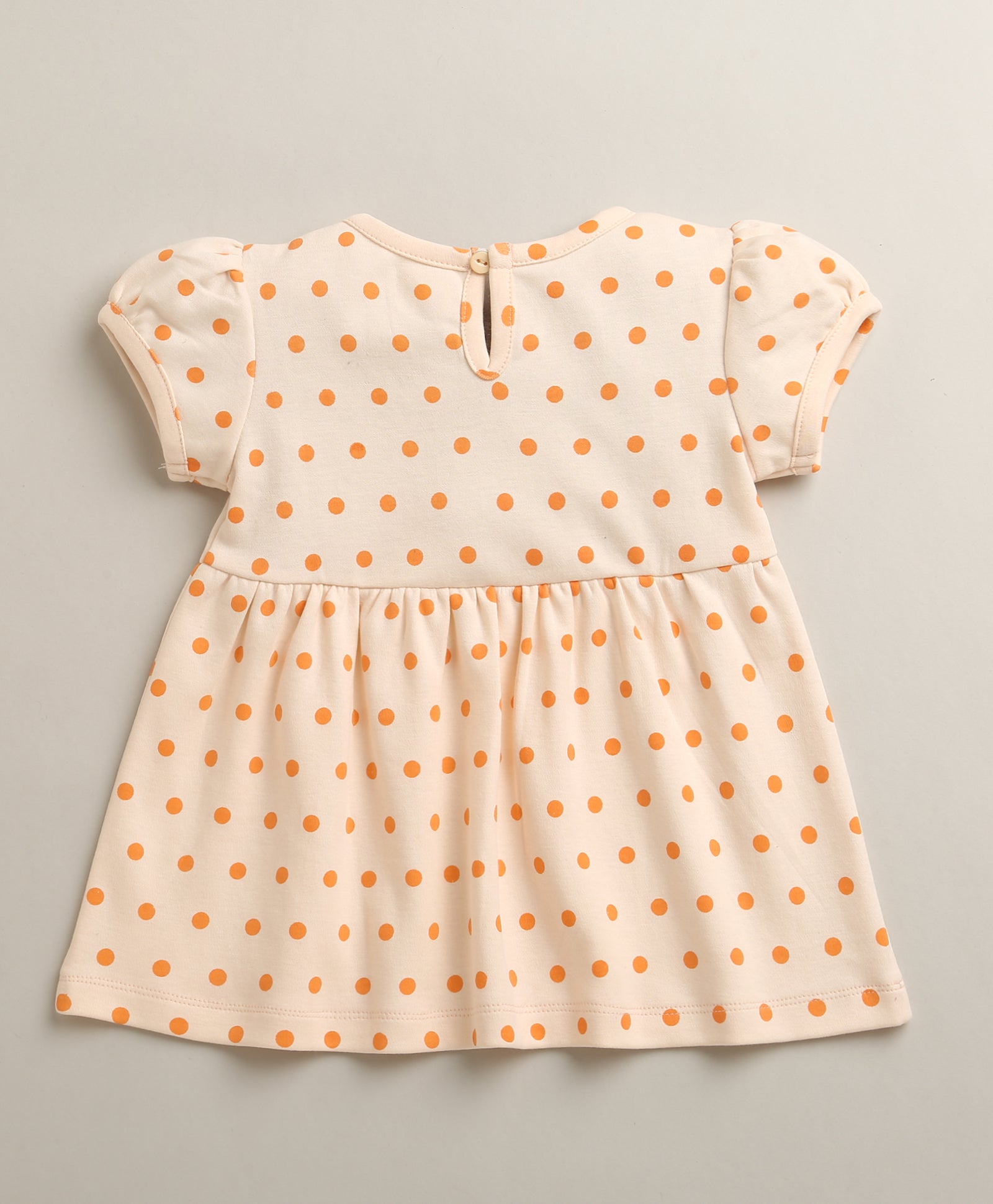 Peach Girls Cap Sleeves Cotton Knee Length Frock