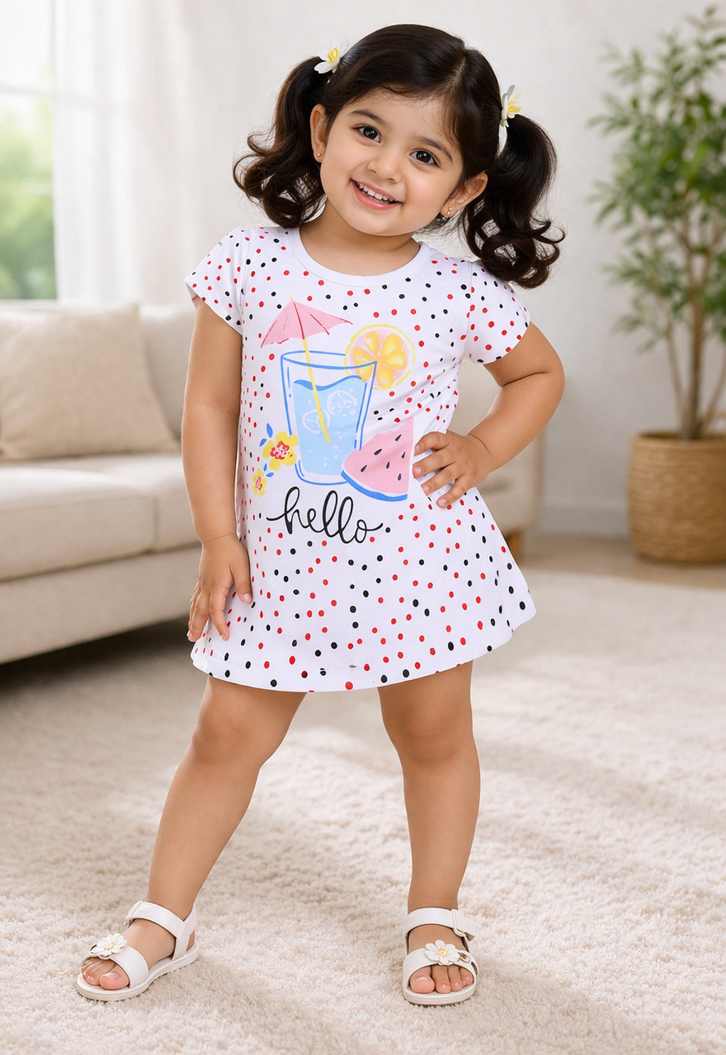 White Girls Cap Sleeves Frock / Dress
