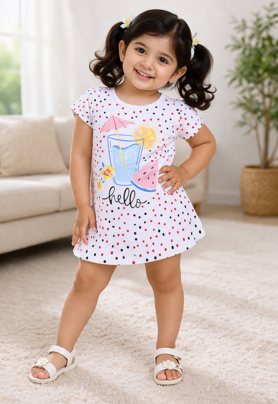 White Girls Cap Sleeves Frock / Dress