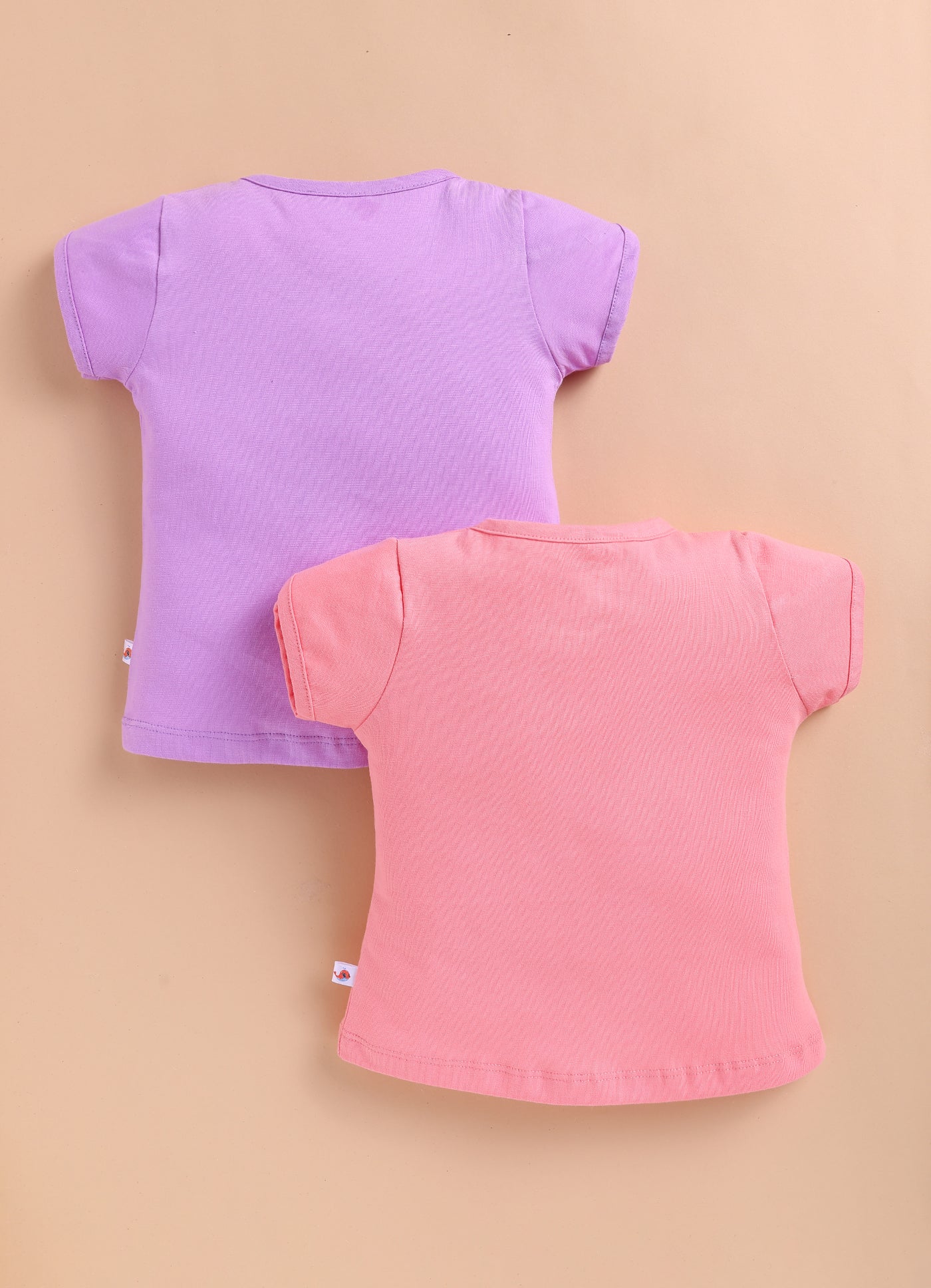 BUMZEE Peach & Lavender Girls Half Sleeves Cotton T-Shirts Pack Of 2