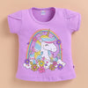 BUMZEE Peach & Lavender Girls Half Sleeves Cotton T-Shirts Pack Of 2