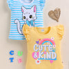 BUMZEE Yellow & Blue Girls Half Sleeves Cotton T-Shirts Pack Of 2