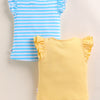 BUMZEE Yellow & Blue Girls Half Sleeves Cotton T-Shirts Pack Of 2