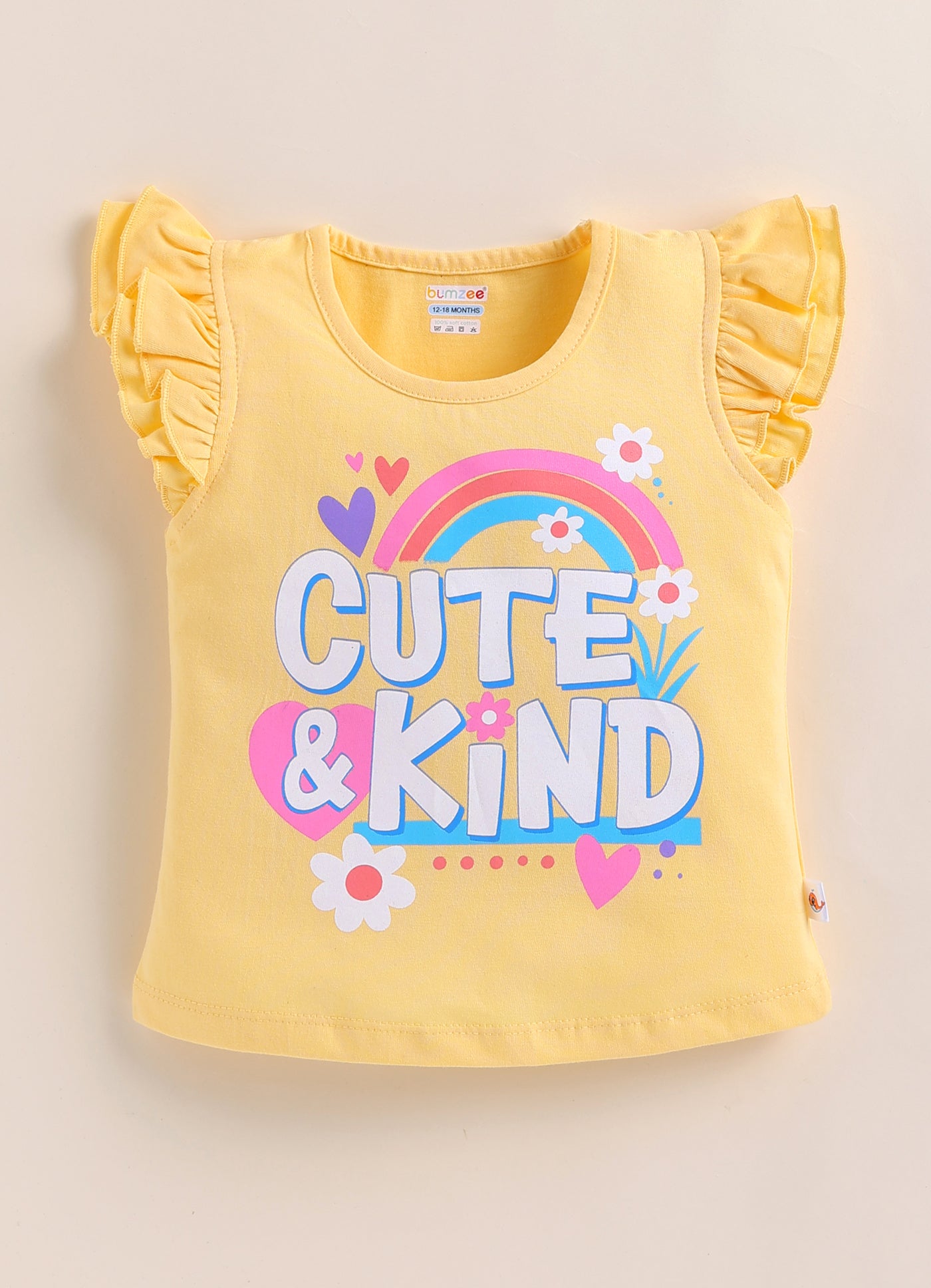 BUMZEE Yellow & Blue Girls Half Sleeves Cotton T-Shirts Pack Of 2