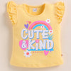 BUMZEE Yellow & Blue Girls Half Sleeves Cotton T-Shirts Pack Of 2