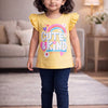 BUMZEE Yellow & Blue Girls Half Sleeves Cotton T-Shirts Pack Of 2