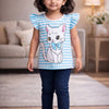 BUMZEE Yellow & Blue Girls Half Sleeves Cotton T-Shirts Pack Of 2