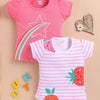 BUMZEE White & Pink Girls Half Sleeves Cotton T-Shirts Pack Of 2