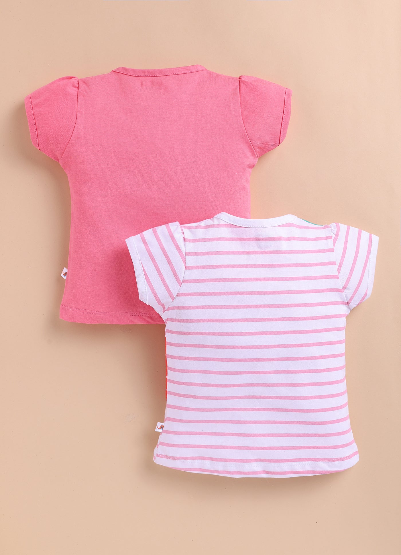 BUMZEE White & Pink Girls Half Sleeves Cotton T-Shirts Pack Of 2