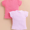 BUMZEE White & Pink Girls Half Sleeves Cotton T-Shirts Pack Of 2